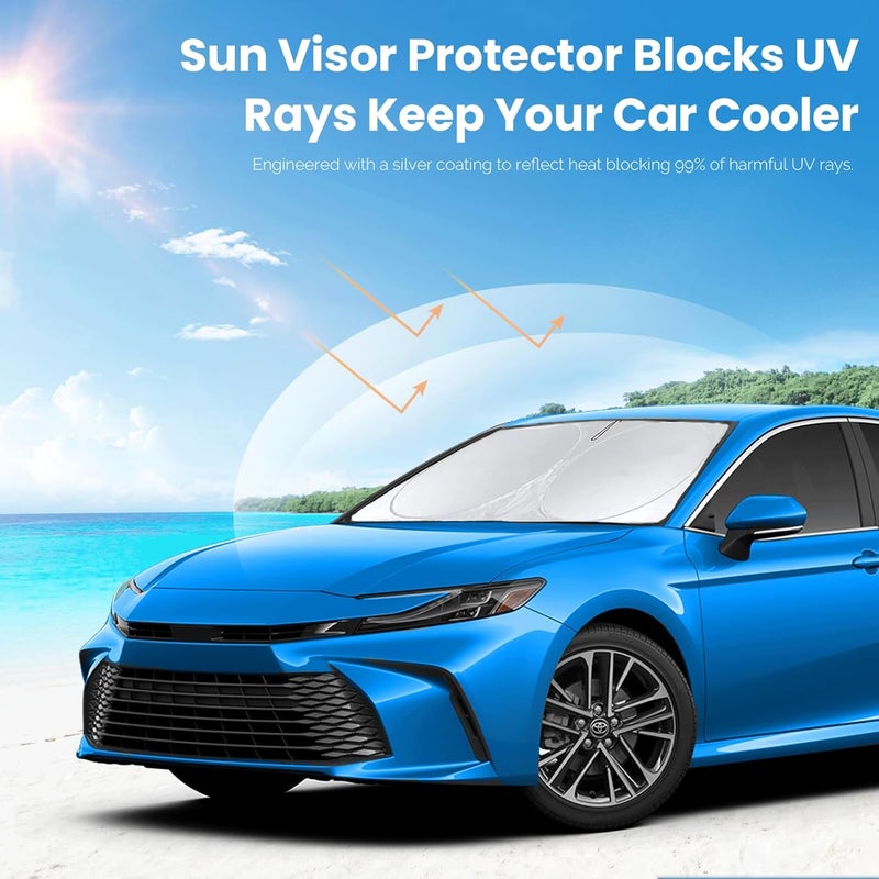 INSAUTO Sunshade for 2025 2026 Camry LE XLE Hybrid SE XSE Sedan Summer Interior Accessories Front Window Shield 210T Coating Cover for Windshield Sun Visor Protector 2026 Upgrade - Image 5